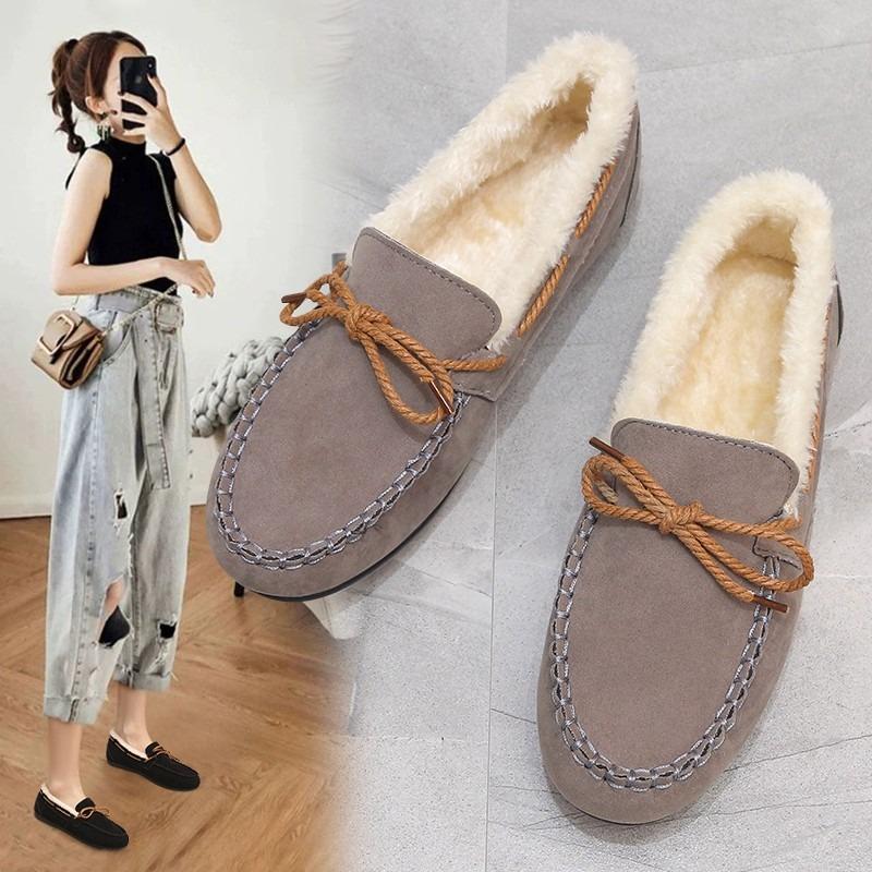 Mao Mao Cotton Shoes Women's New Winter Casual Women's Piled Thickened Cotton Shoes Warm Doudou Single Shoes Women