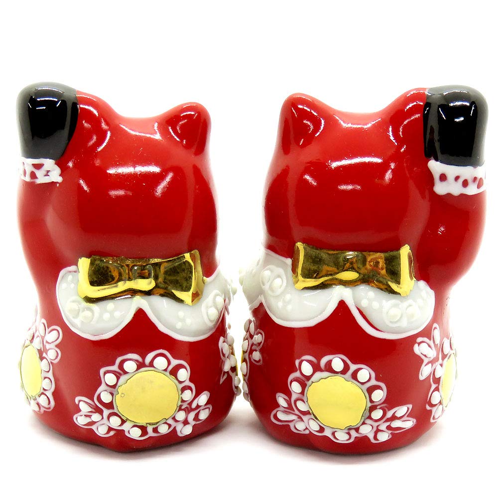 Waza no Kura Lucky Cat Украшение Kutani Ware Chibi Lucky Cat Санта Открытие Празднование Подарок На День Рождения Пара Подарок