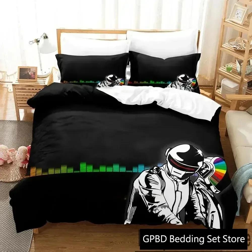 Luxury New 3D Print Daft Punk Bedding Set Duvet Cover Bed Set Quilt Cover Pillowcase King Queen Size Boys Adult Bedding Set