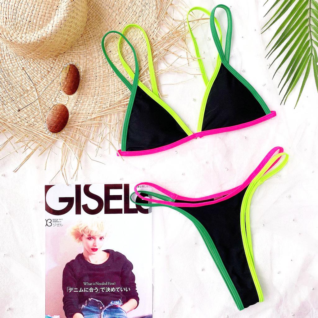 Женский комплект бикини с набивкой Сексуальный треугольный купальник-бикини из двух частей Купальный костюм