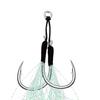 5Pair/Bag Jigging Fishing Assist Hooks 11-13-15-16-17-18-19-20# UV Light Double Barbed Jig Fishhooks With Glow Feather