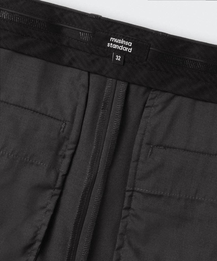 MUSINSA STANDARD Wide Bermuda Hidden Banding Half Slacks [Black]