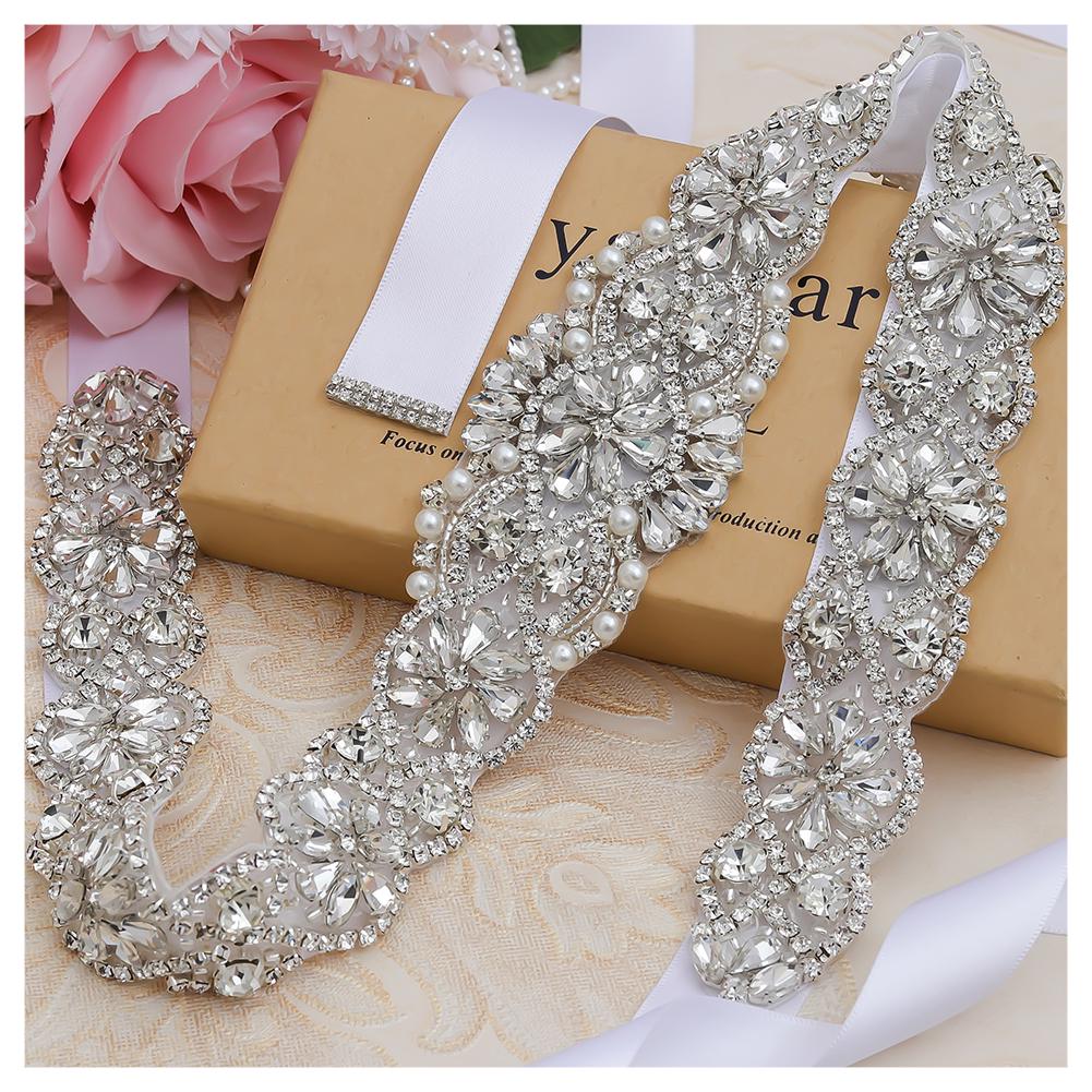 MissRDress Bridal Belt Wedding Belt Silver Sashes Crystal Wedding Belts