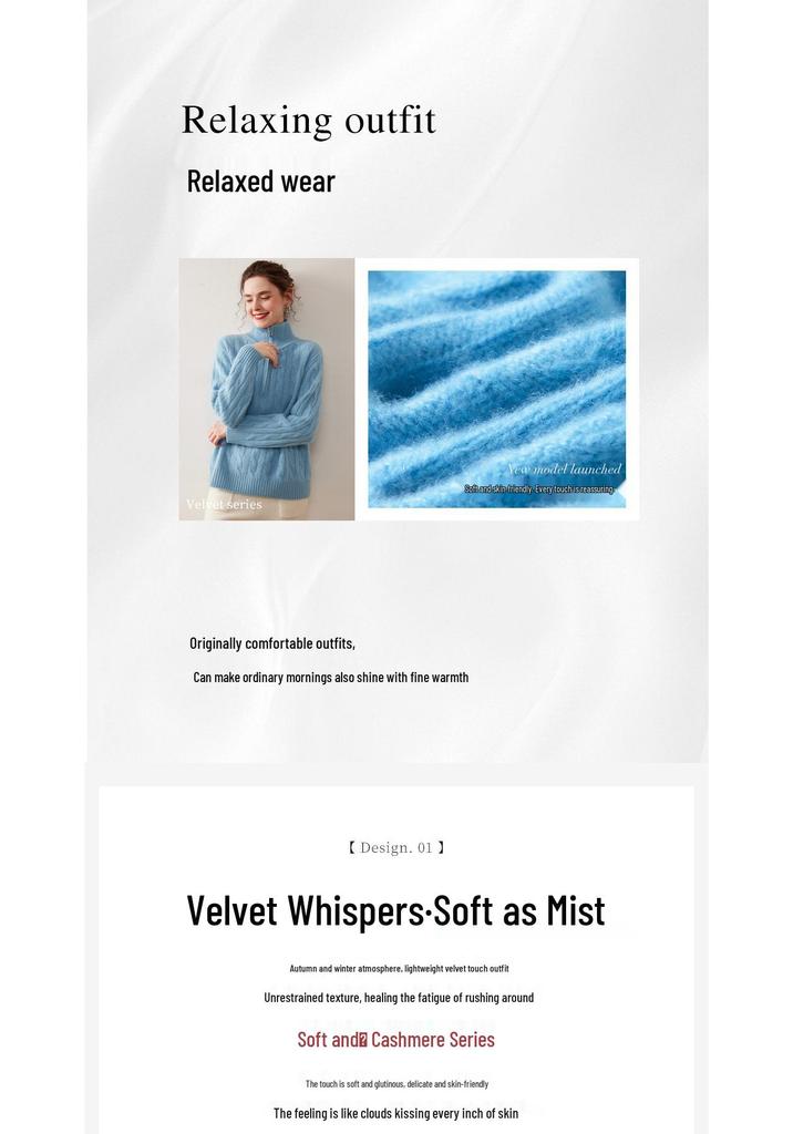 2025 Women's High-Neck Cable Knit Cashmere Sweater - Loose, Versatile Half-Zip Jumper for Autumn/Winter