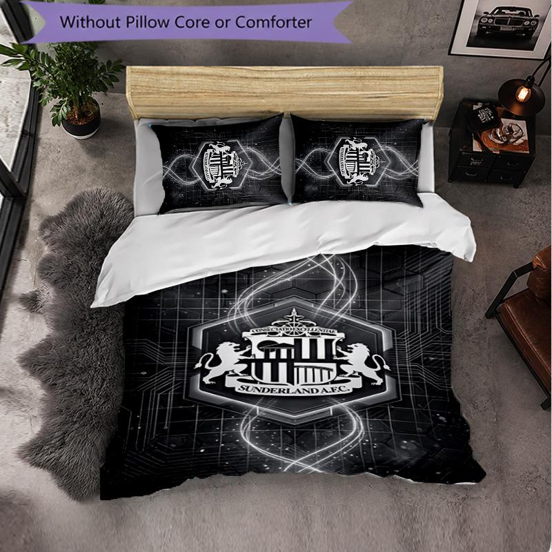 Sunderland Football 3 Piece Bedding Set Soft Duvet Cover Set with Pillowcases Printed Bedroom Decor Set for Home