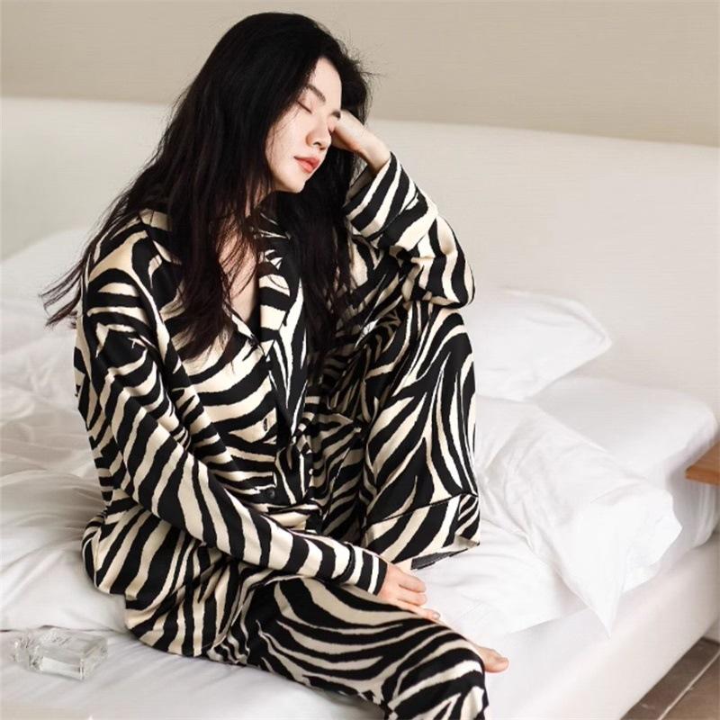 Весна, осень и зима женские пижамы домашние комплекты для девочек женские пижамы с длинным рукавом и длинными брюками домашние комплекты