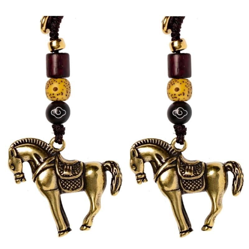 2026 Year Of Chinese Zodiac Horse Lucky Pendant Keychain Copper Feng Shui Wealth Key Ring Women Men Bag Charm Jewelry Gift
