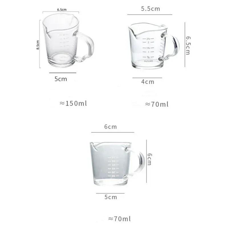 70/150ml Espresso Clear Glass Cup Double Mouth Scale Measuring Cup Milk Latte Jug Coffee Mug Heat Resistant Glass Cup Drinkware