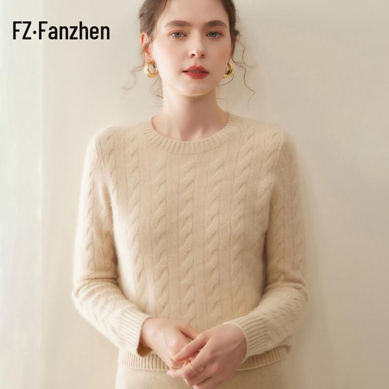 Fanzhen Women's Fall/Winter Cashmere Blend Crew Neck Sweater