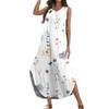 Женский 2024 летний повседневный свободный сарафан длинное платье с цветочным принтом без рукавов с v-образным вырезом и разрезом футболка платья макси