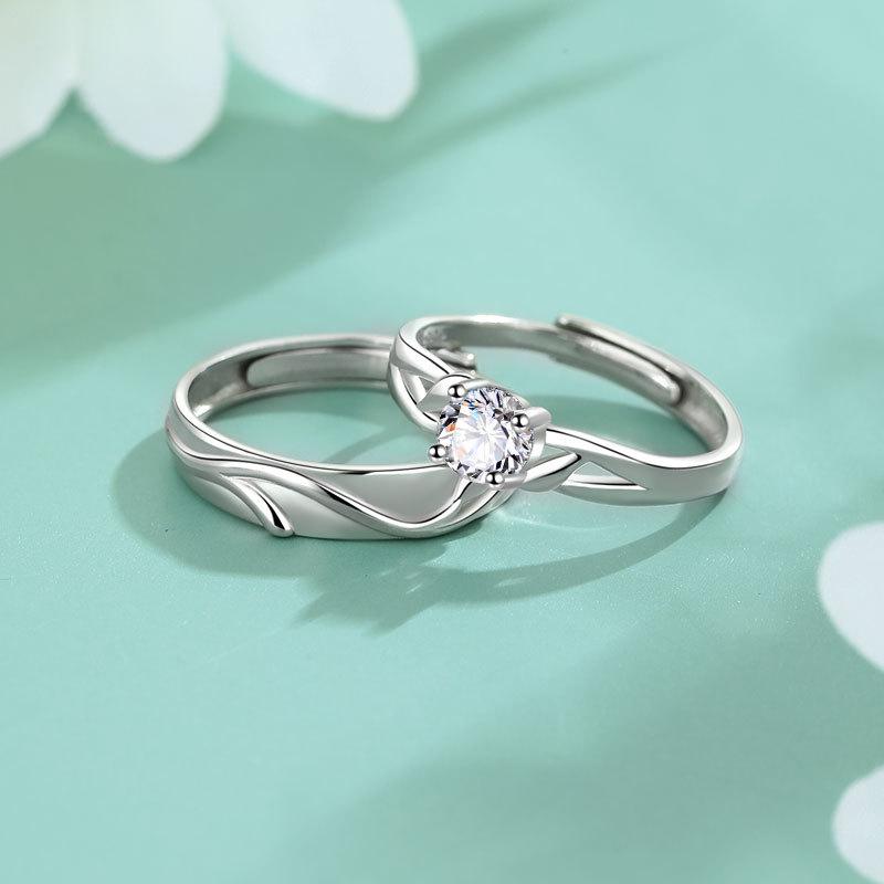 Оригинальное кольцо для пары «Первая встреча» Простое модное универсальное кольцо с бриллиантом Подарок на День святого Валентина для девушки
