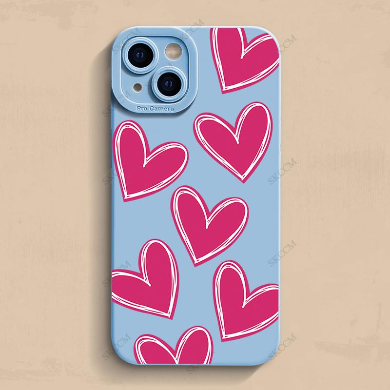 Роскошный красный чехол для телефона с сердечком любви из мягкого силикона для iPhone 15 14 13 12 11 Pro Max Mini XR X XS Max 7 8 Plus матовая задняя крышка