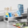 Stainless Steel Sponge Holder Sink Rack Large Capacity Rust-Resistant Self-Draining Multi-Functional Kitchen Storage Rack
