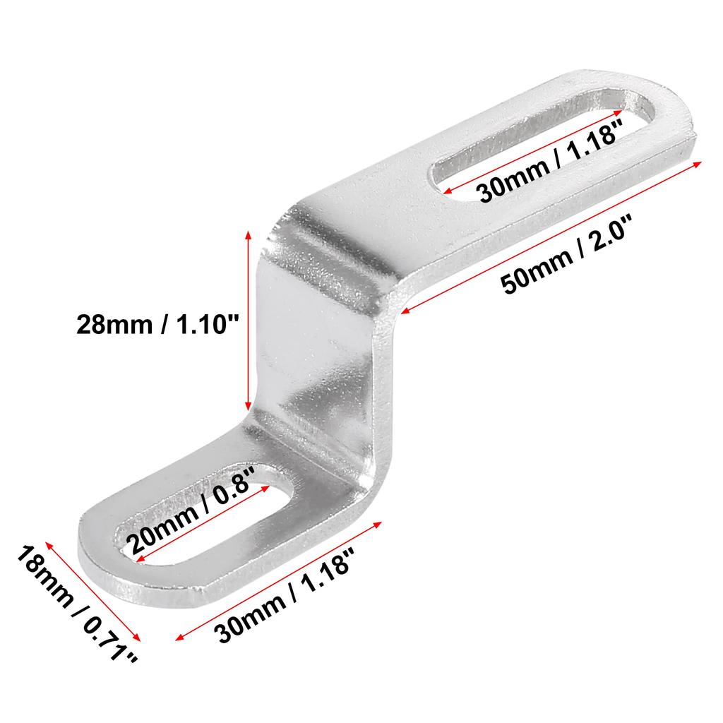 Motoforti Motorcycle Exhaust Pipe Bracket Z-Shaped Muffler Mounting Clamp Stainless Steel Silver Tone 20mm 30mm