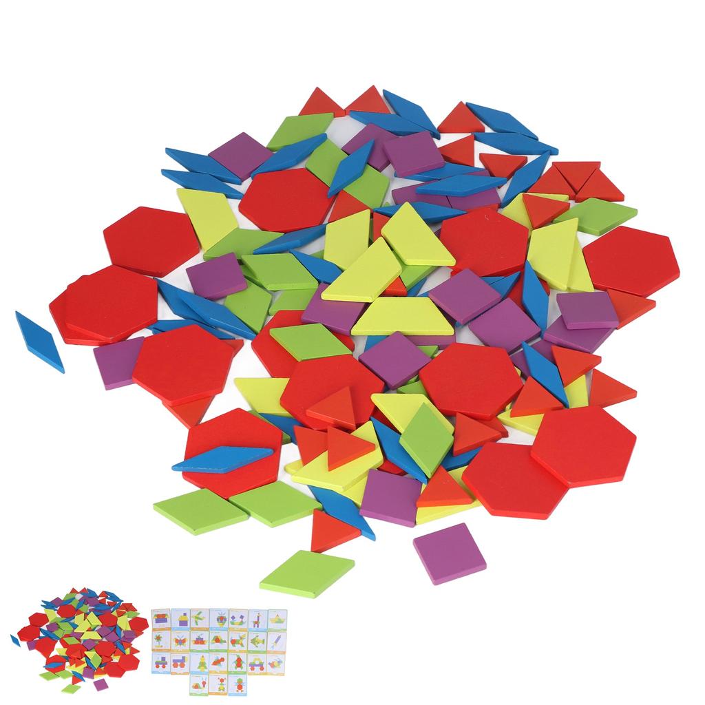 Игрушки Tangram, развивающие яркие геометрические формы, головоломки, деревянные блоки с узорами, набор для детей