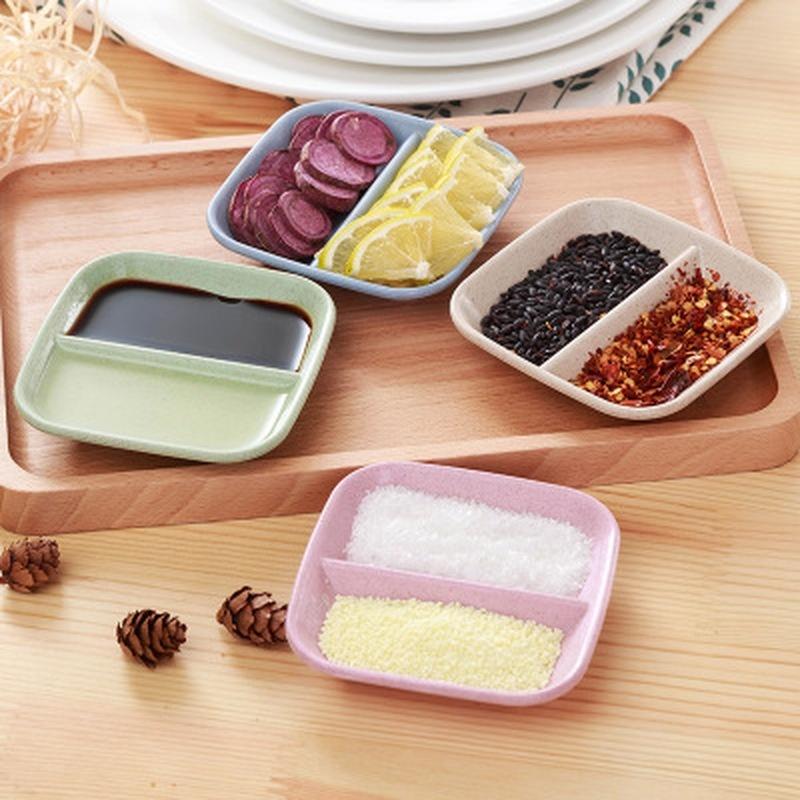Wheat Straw Seasoning Plate Calf Sauce Vinegar Tableware Dinner Plate Sauce Plate Multi-purpose Draining Plate