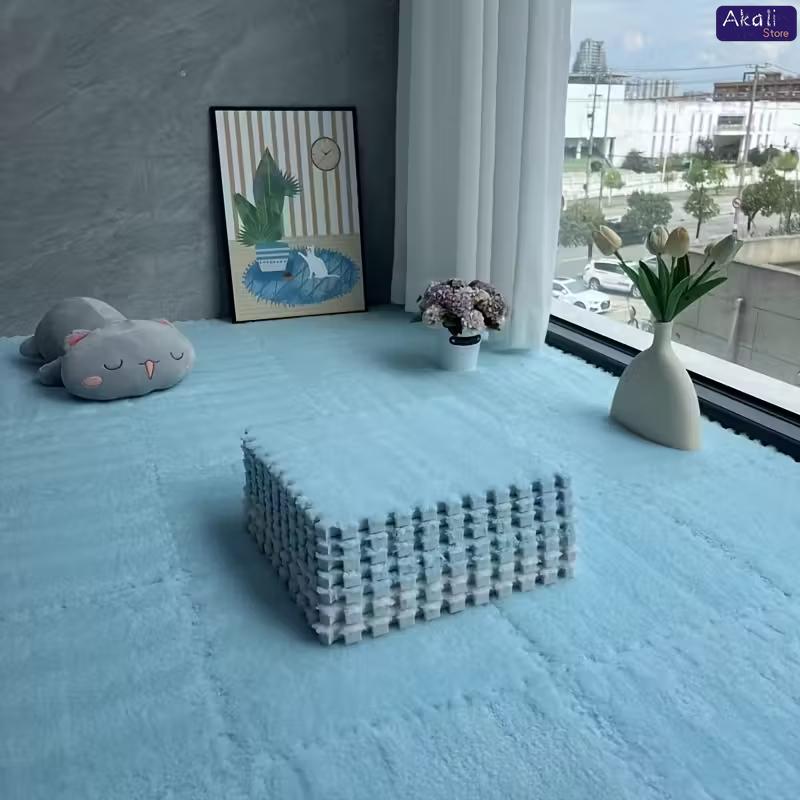 Коврик-пазл из ЭВА-пены с плюшевым покрытием, 30x30 см, мягкие ковровые плитки, игровой коврик, нескользящий ковер-пазл для домашней гостиной