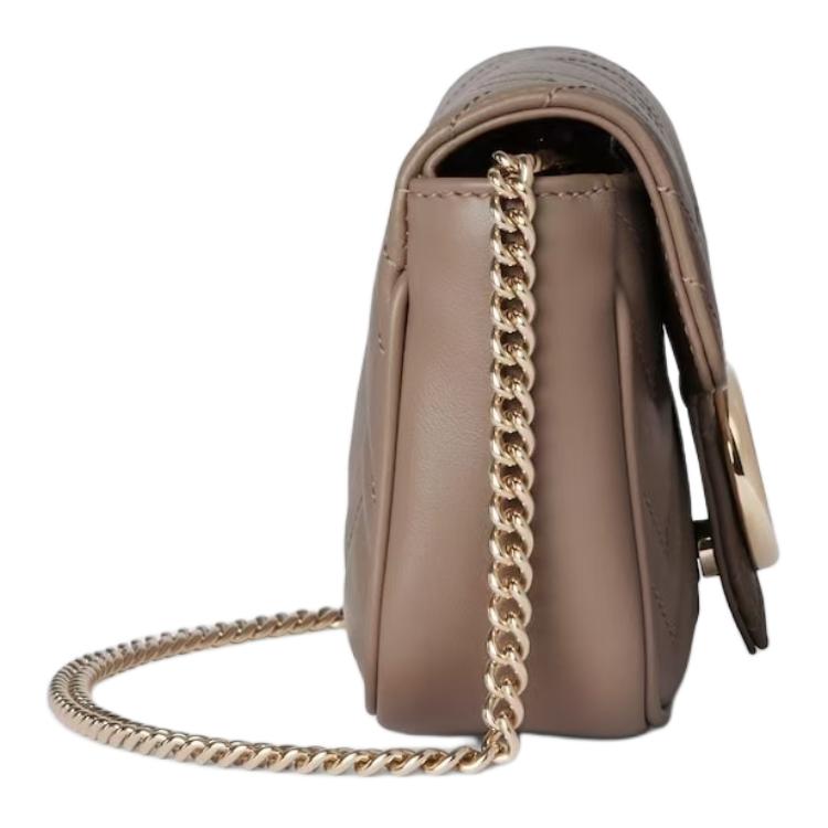 Gucci GG Marmont Стеганая Кожаная Сумка на Цепочке Цвет Тауп Кроссбоди Клатч для Женщин Ежедневная Поездка Вечерняя Вечеринка 476433-DTDHD-1523