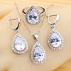 Классические розовые циркониевые серьги-капли воды, комплекты украшений для женщин, серьги, ожерелье, кольцо, браслет, свадебный подарок