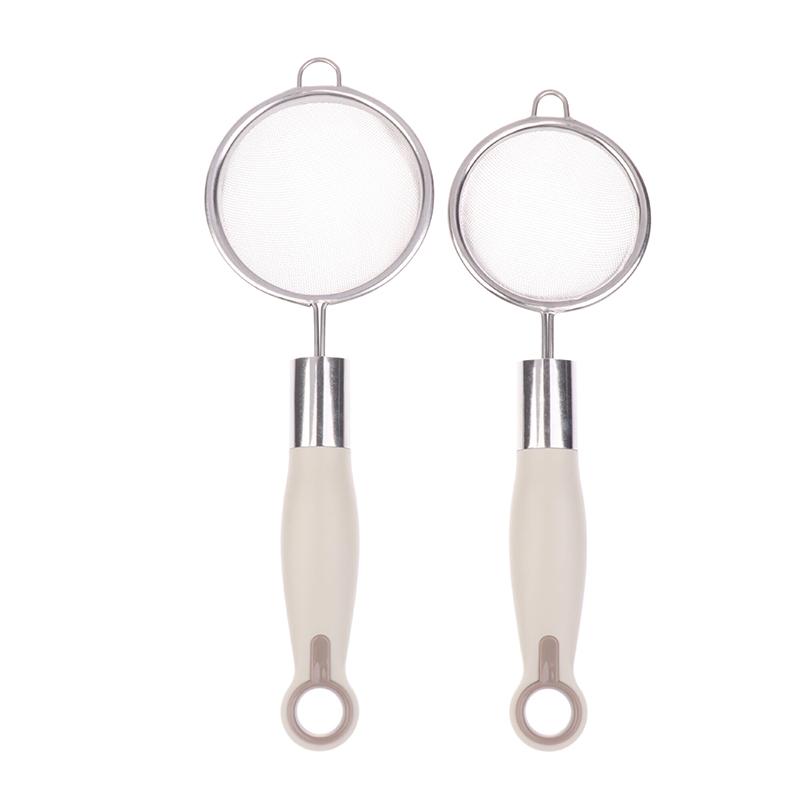 1/3Pcs Fine Mesh Flour Sieve 304 Stainless Steel Colander Juice Soybean Milk Filter Plastic Handle Oil Strainer Spoon Utensils