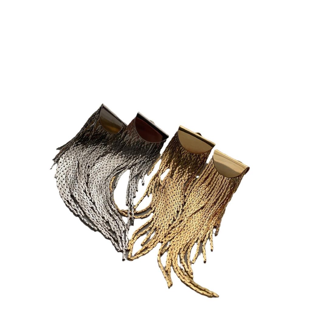 Высококлассные атмосферные металлические серьги с длинной бахромой для женщин, дизайн в стиле легкой роскоши, простой темперамент, универсальные серьги для женщин