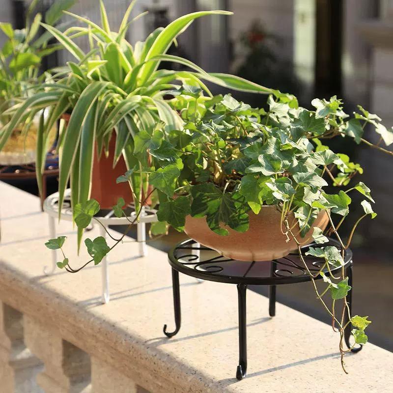 Plant Flower Stand Balcony Home Decoration Stand Retro Wrought Iron Potted Plant Standing Flower Pot Shelf Display Stand Garden LS