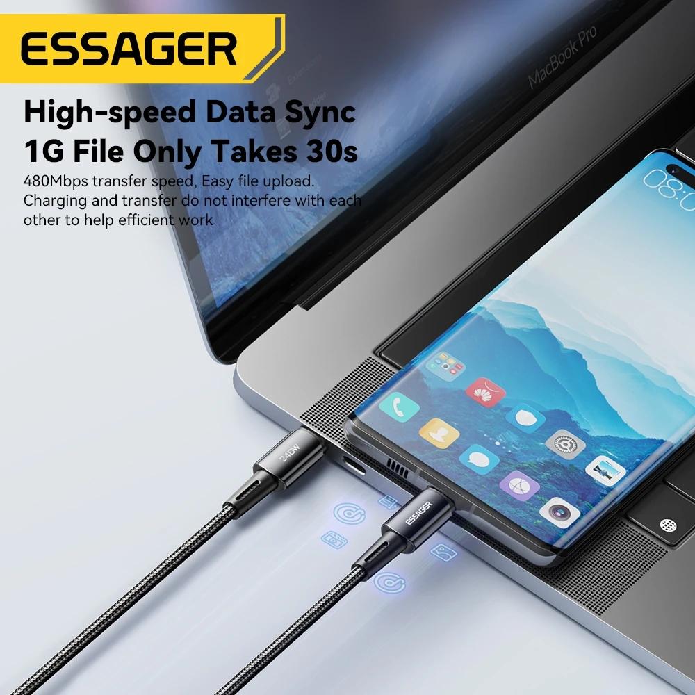 Essager 240 Вт сверхбыстрая зарядка Type-C, 67 Вт, USB-кабель для быстрой зарядки, 6A для Xiaomi 12Pro Redmi K50 Note 11Pro Black Shark 5Pro