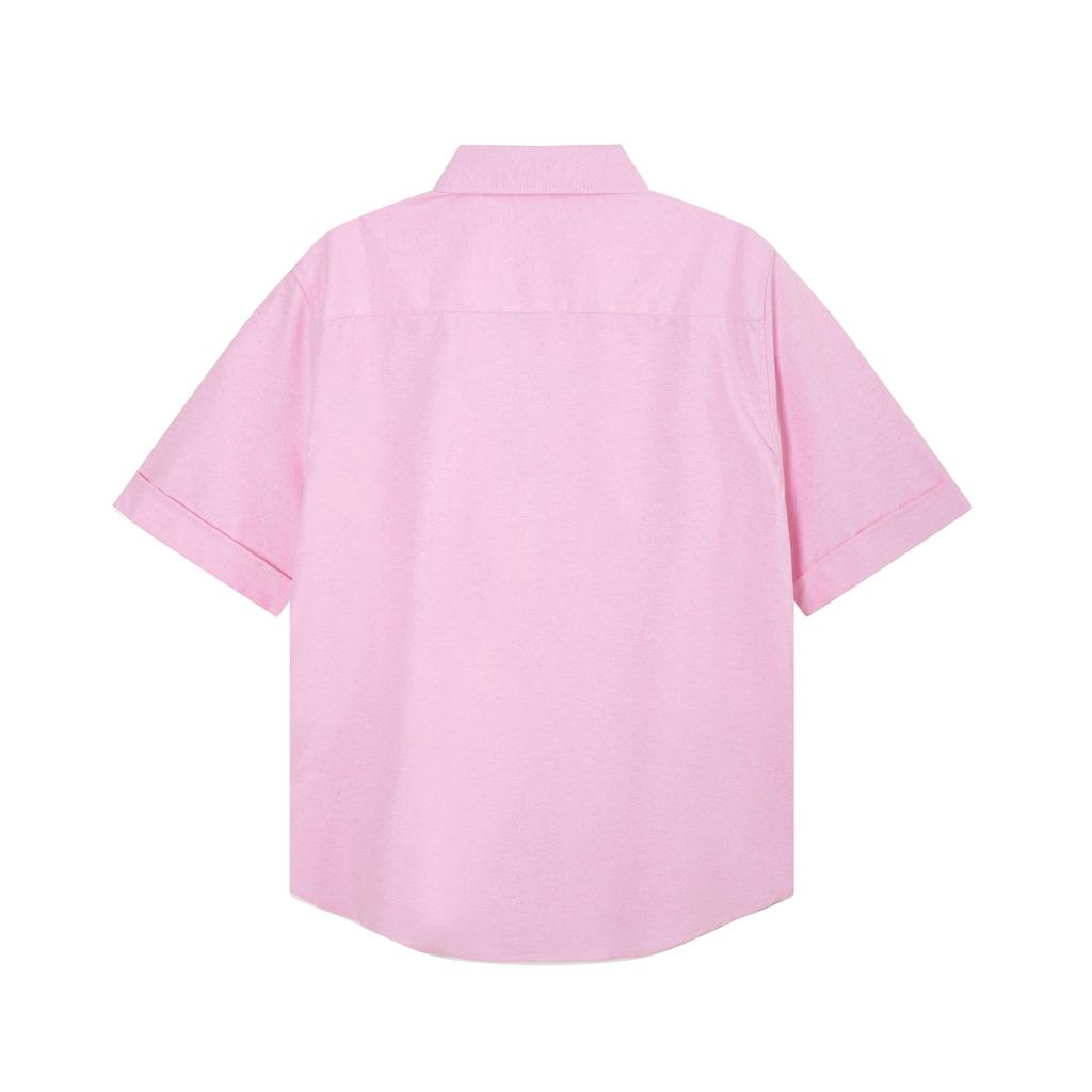 AMI Мужская классическая осенняя рубашка с коротким рукавом, повседневная хлопковая однотонная, с вышивкой сердечка в тон на груди