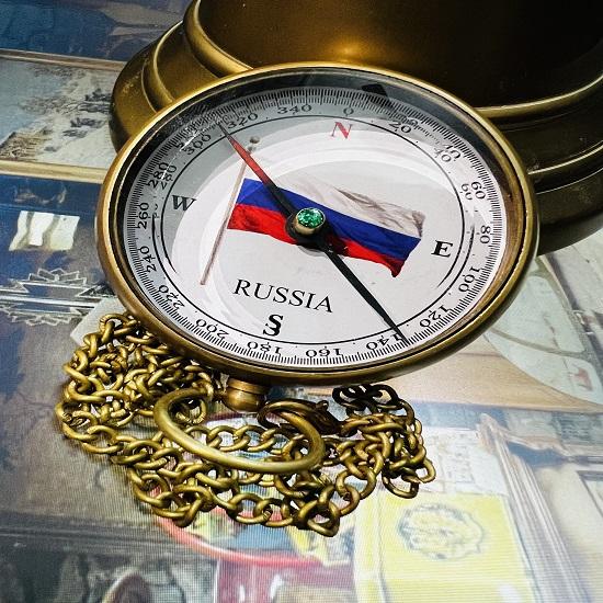 Морской красивый латунный флаг России карманный компас