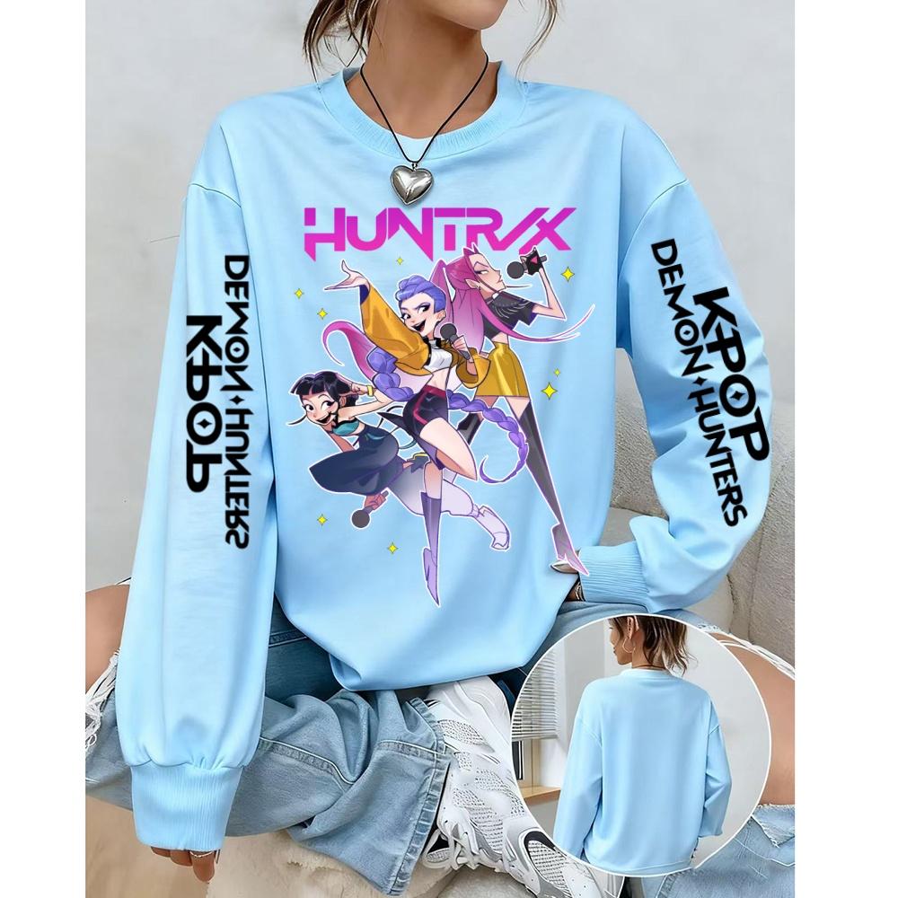 Модная женская спортивная одежда KPop толстовка пуловер с принтом Demon Hunter повседневная с круглым вырезом оверсайз худи женская одежда