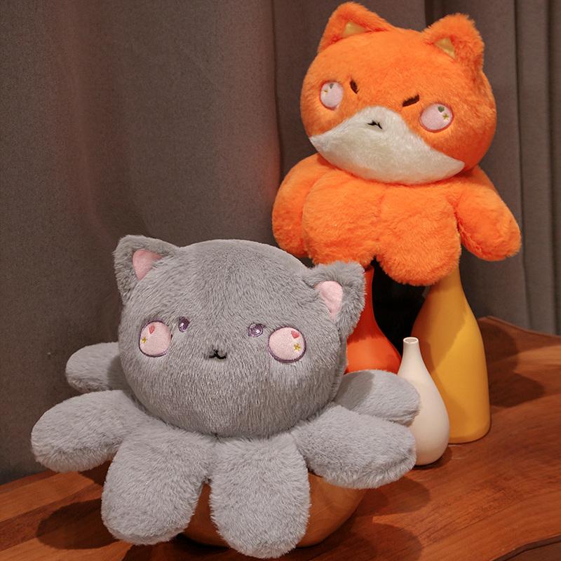 Милая, обнимаемая, мягкая плюшевая игрушка-кот, кролик, лиса, медведь, косплей, щупальца осьминога, мягкие игрушки, кукла, успокаивающая для ребенка