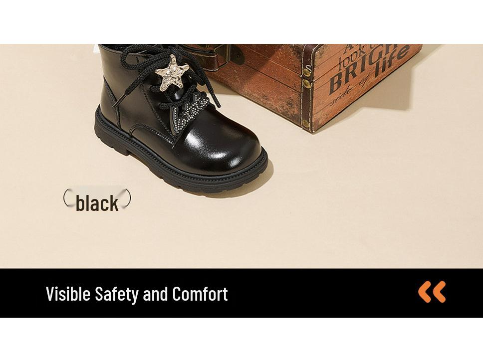 Carter Rabbit Velvet Black Winter Girls' High-Top Leather Boots X4CK013