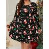 Holiday Oriented Autumn and Winter New Christmas Pattern Snowman Christmas Cartoon Print Plus Size Women's Long Sleeved Dress