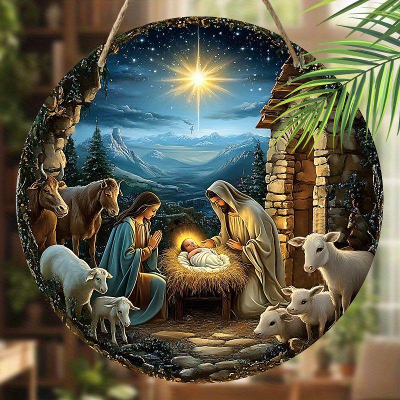 Holy Night Nativity Scene Pendant, Decoration of Home Walls or Doors, 2d Flat Wooden, Christmas Decoration, Gifts for Friends and Family