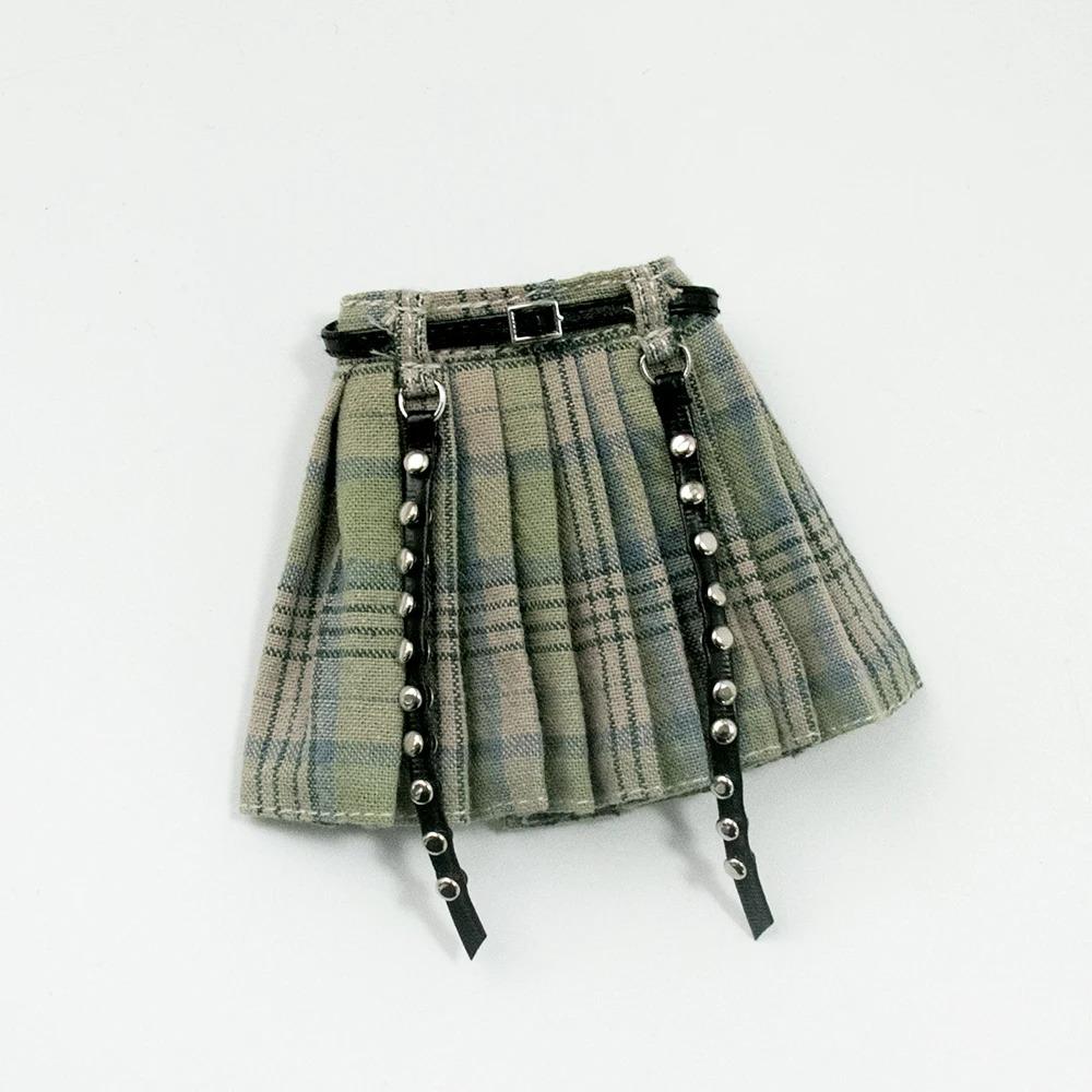 Одежда для Blythe Клетчатая плиссированная юбка Топ без бретелек Тюлевое платье Комплект юбка с оборками для кукол Licca Azones Ob22 Ker YMY аксессуары