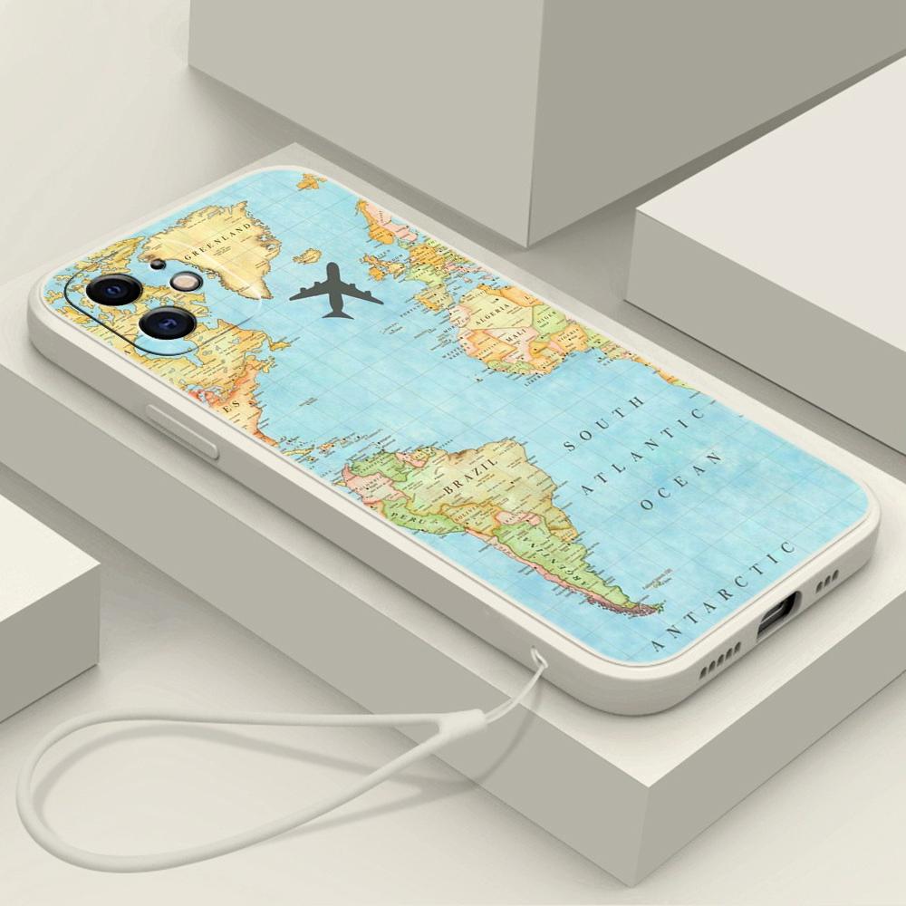 N90 Maps арт-дизайн с ремешком Силиконовые чехлы для телефонов с прямыми краями для Xiaomi Poco X5 F6 Redmi Note 13 Pro 12C Realme C55 Противоударный чехол Huawei