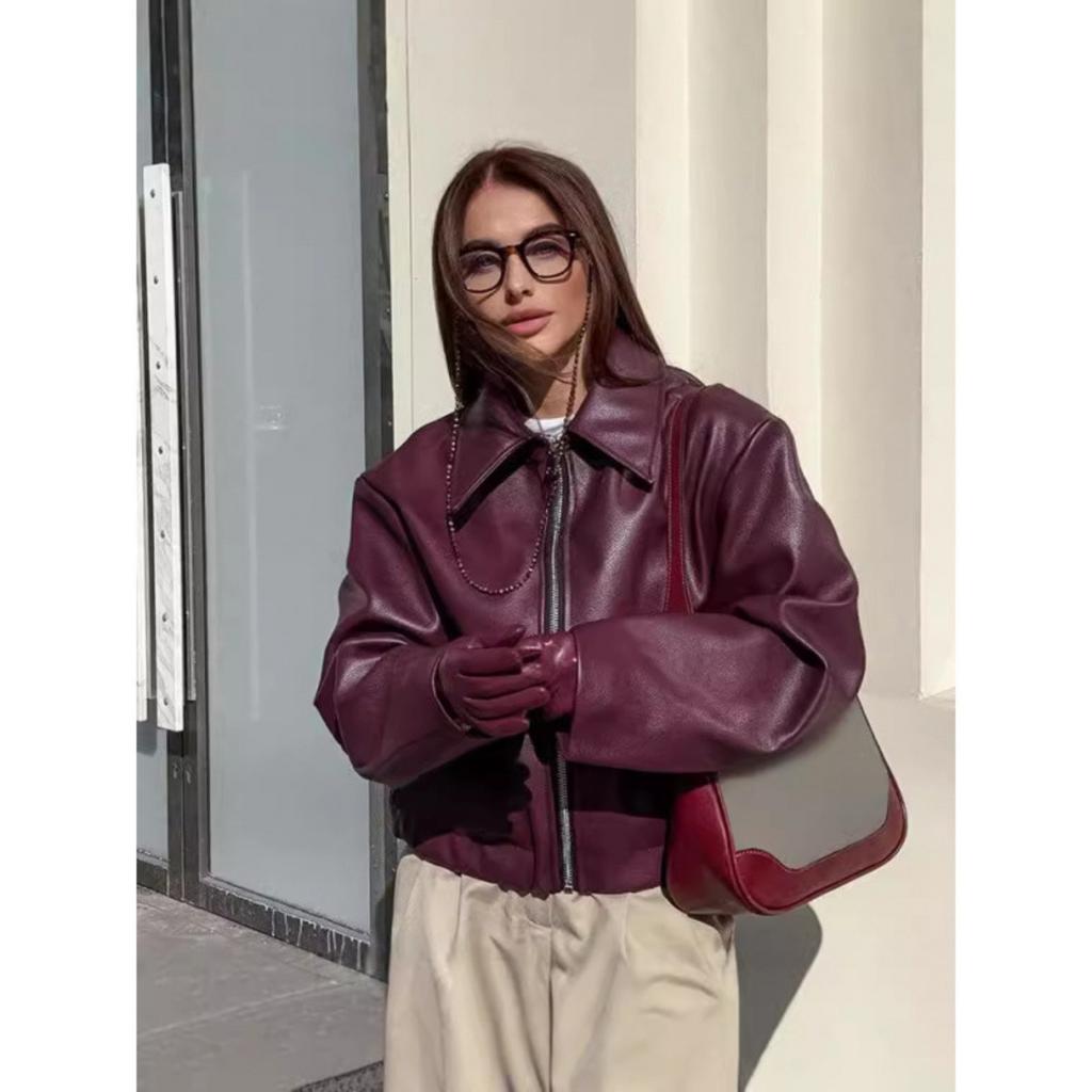 Кожаная куртка в мотоциклетном стиле Осень и Зима Новая Свободная Куртка Модная Кожаная Куртка Новое Женское Пальто