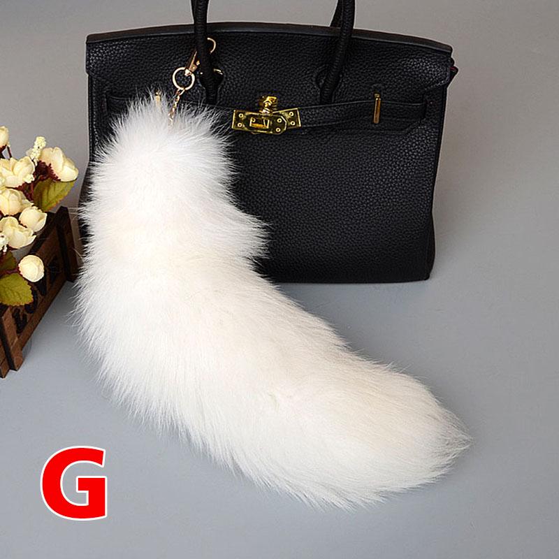 Fashion Luxury 40cm Tail Long Fox Fur Tail Women Ladies Keychain Keyring Handbag Ladies Pendant Key Holder Key Chain Fashion Jewelry Gift Ornament