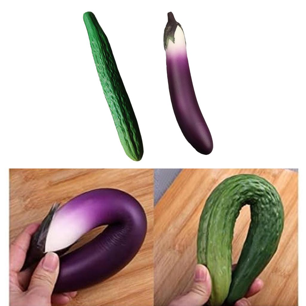Realistic Simulation Vegetables Ornament Soft and Safe Rtificial Fake Eggplant Cucumber Ornament Replicas for Display