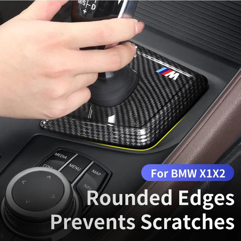 ZUWG9 New For BMW X1 X2 F48 F39 Carbon Black Car Gear Panel Cover Trim Gear Shifter Knob Boot Cover Auto Interior Decoration Acce