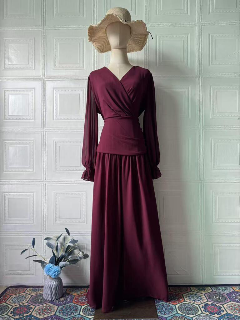 Весеннее шифоновое черное платье в европейском и американском стиле для женщин 2025