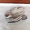 2025 Летние женские туфли на плоской подошве серебристого цвета, туфли-лодочки с квадратным носком, туфли на плоской подошве для женщин, балетки, удобные женские сандалии с бантом