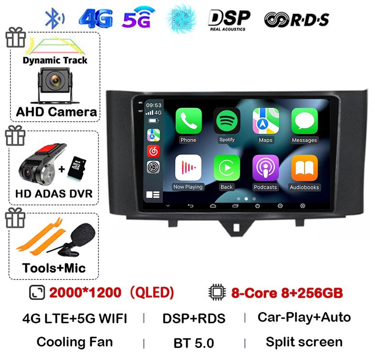 Android 14 Carplay автомобильное радио для Mercedes Benz Smart Fortwo 2006 -2011 2012 2013 2014 2015 мультимедийный видеоплеер GPS стерео 4G