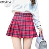 Клетчатая летняя женская юбка с высокой талией, студенческие плиссированные юбки, женские милые мини-юбки для танцев для девочек