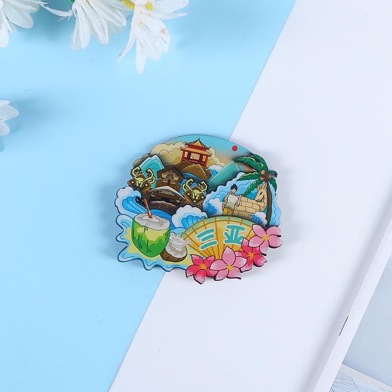 Национальный город Живописный Мультяшный Деревянный Эпоксидный Магнит на Холодильник