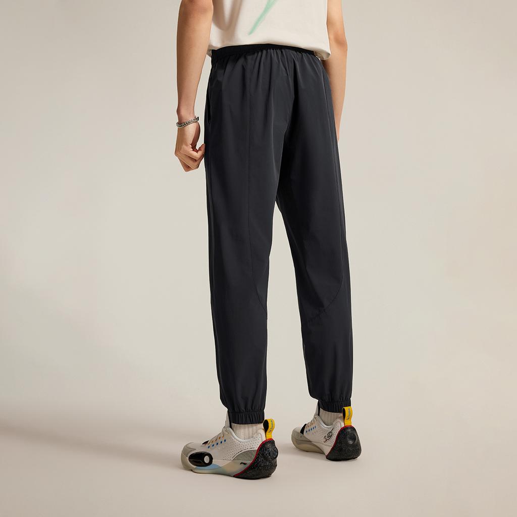 Li Ning Wade Series Повседневные Простые Зауженные Спортивные Брюки на Шнуровке Мужские брюки Черный AYKV069-1