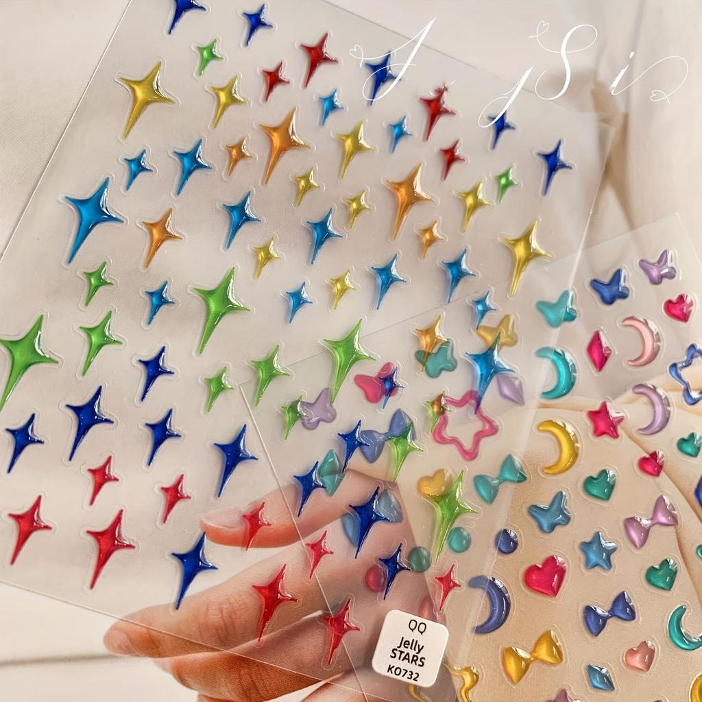 1 шт. Креативная трехмерная рельефная звезда сердце желе декоративная паста музыкальный фестиваль украшение для лица паста милое сердце украшение для ногтей
