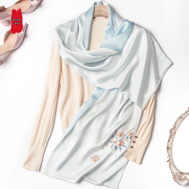 Шелковый шарф ручной работы с вышивкой Су из тутового шелка