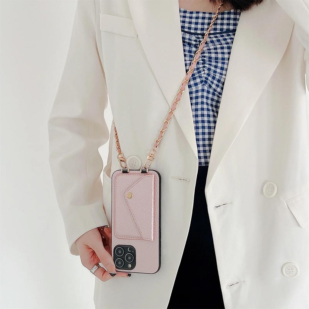 Чехол-кошелек на шнурке через плечо для iPhone 16 15 14 13 12 11 Pro Max XR XS 8 7 SE 2 3 с держателем для карт, цепочкой, шнурком, сумкой-чехлом