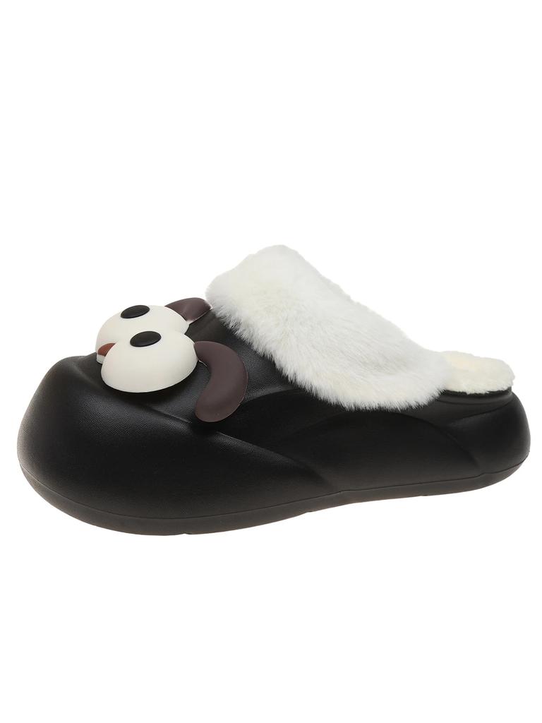 Зимние съемные декоративные женские шерстяные кожаные туфли 2024 года с противоскользящей подошвой и теплыми удобными тапочками Baotou для женщин